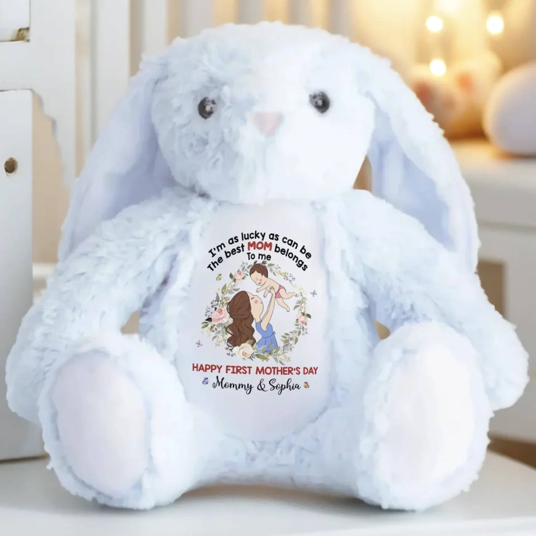 My First Best Friend, My Mommy - Family Personalized Custom Easter Bunny Plush - Mother's Day, Baby Shower Gift, Gift For First Mom - Image 6