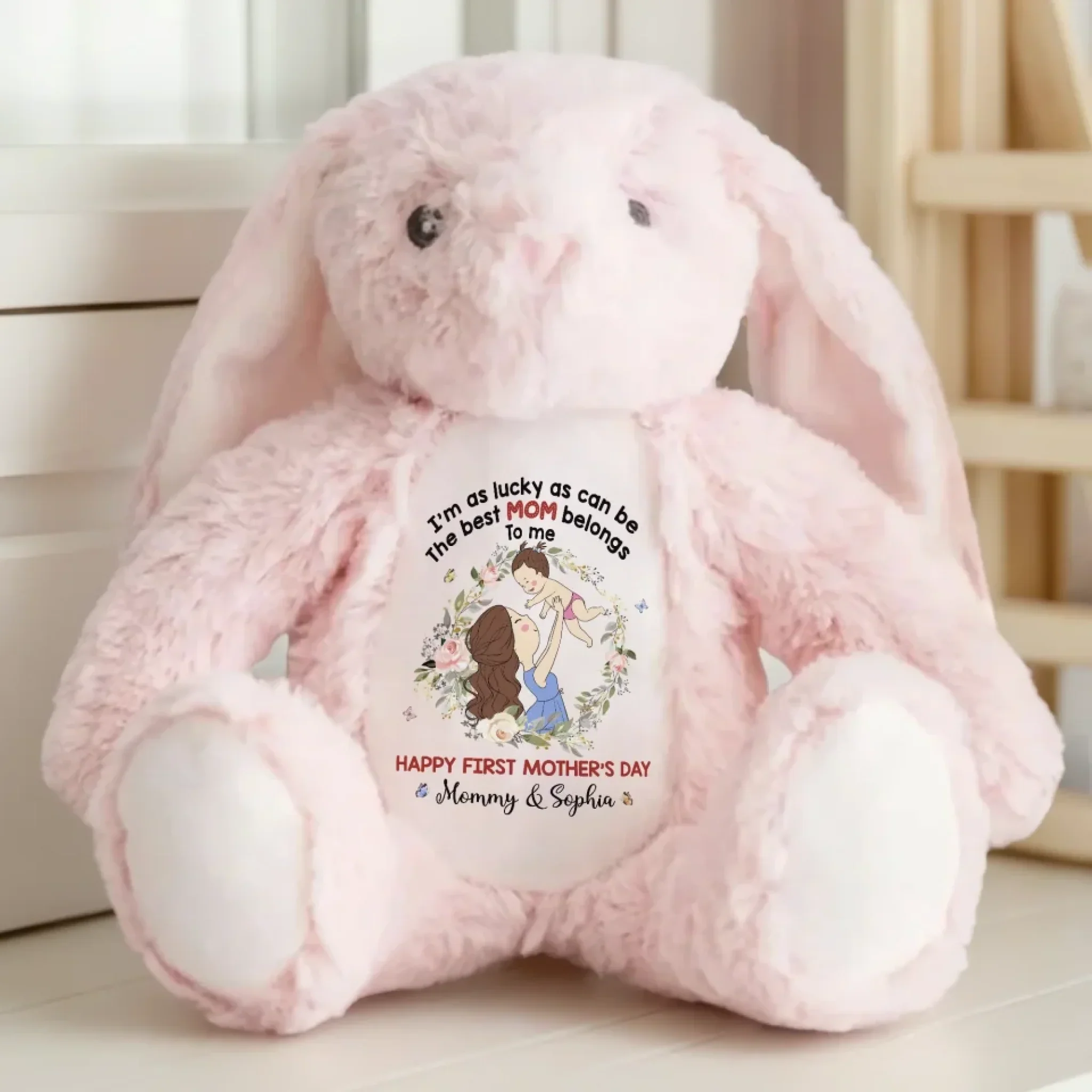 My First Best Friend, My Mommy - Family Personalized Custom Easter Bunny Plush - Mother's Day, Baby Shower Gift, Gift For First Mom - Image 7