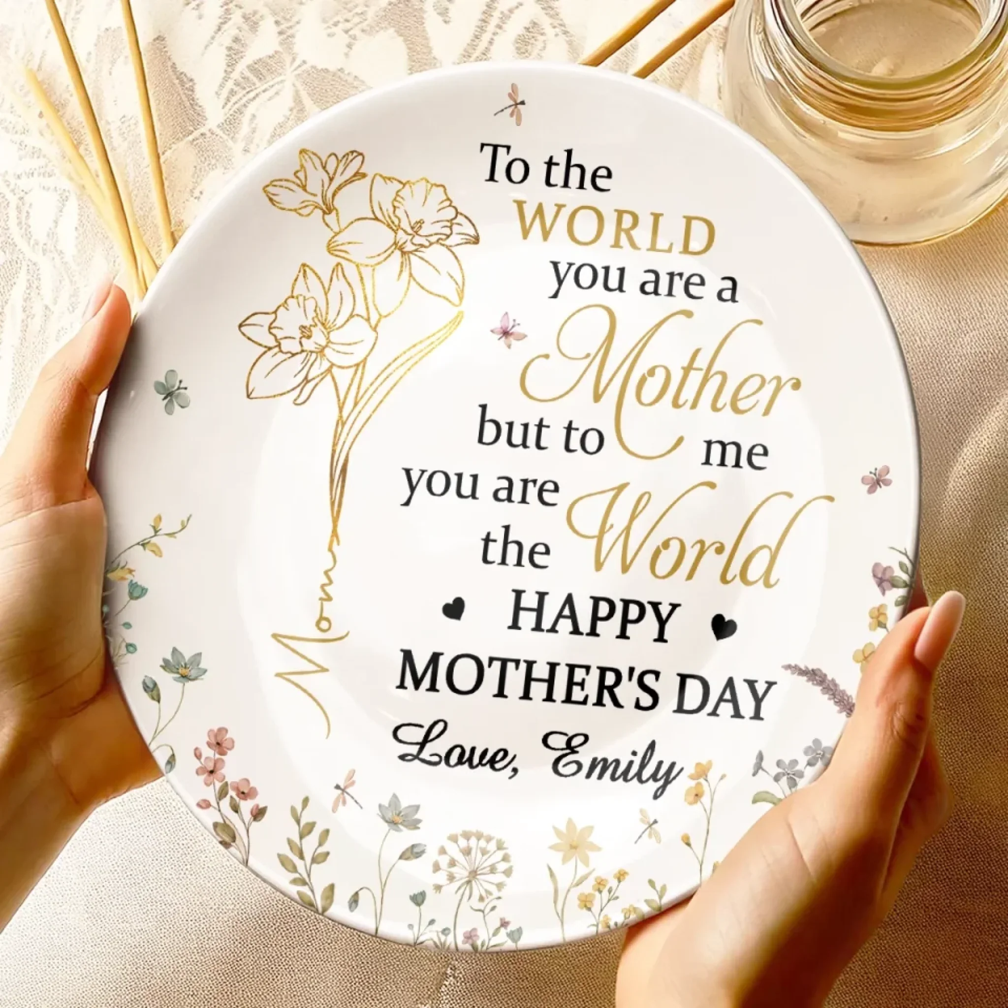 My Forever Hero Is You, Mom - Family Personalized Custom Ceramic Plate - Mother's Day, Gift For Mom, Grandma - Image 4