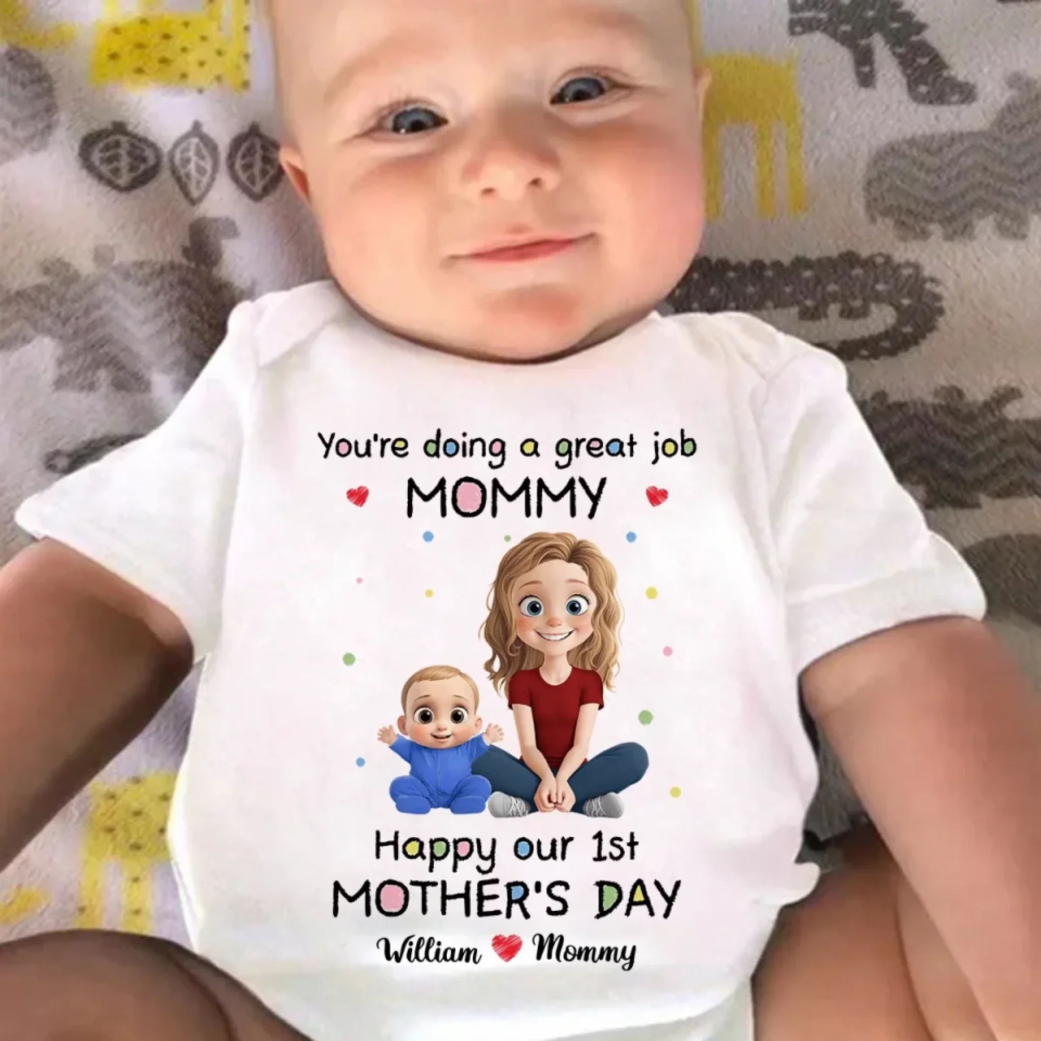 My Heart Belongs To Mom - Family Personalized Custom Baby Onesie - Mother's Day, Baby Shower Gift, Gift For First Mom - Image 4