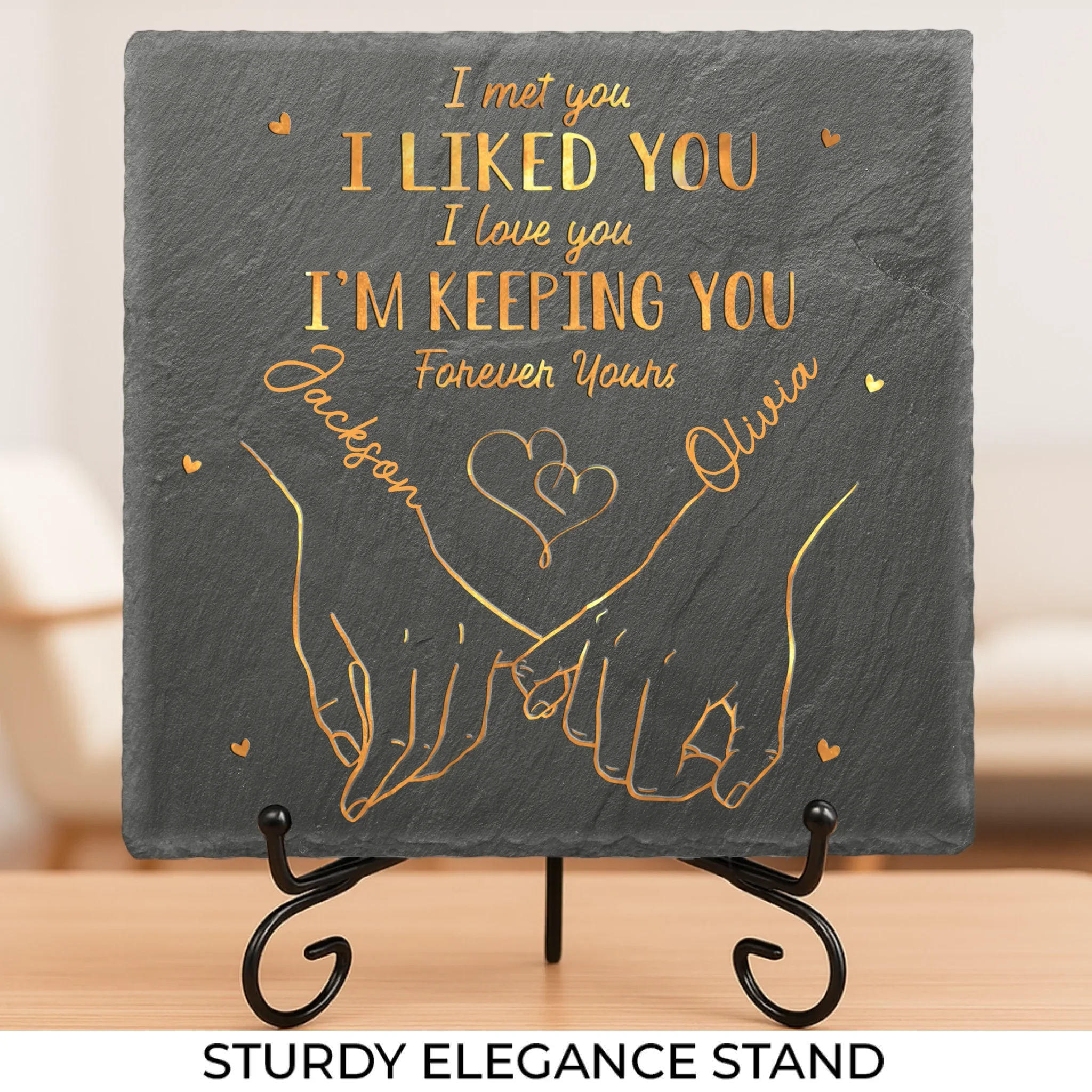My Heart Is Perfect Because You Are Inside - Couple Personalized Custom Square Shaped Stone With Stand - Gift For Husband Wife, Anniversary - Image 2