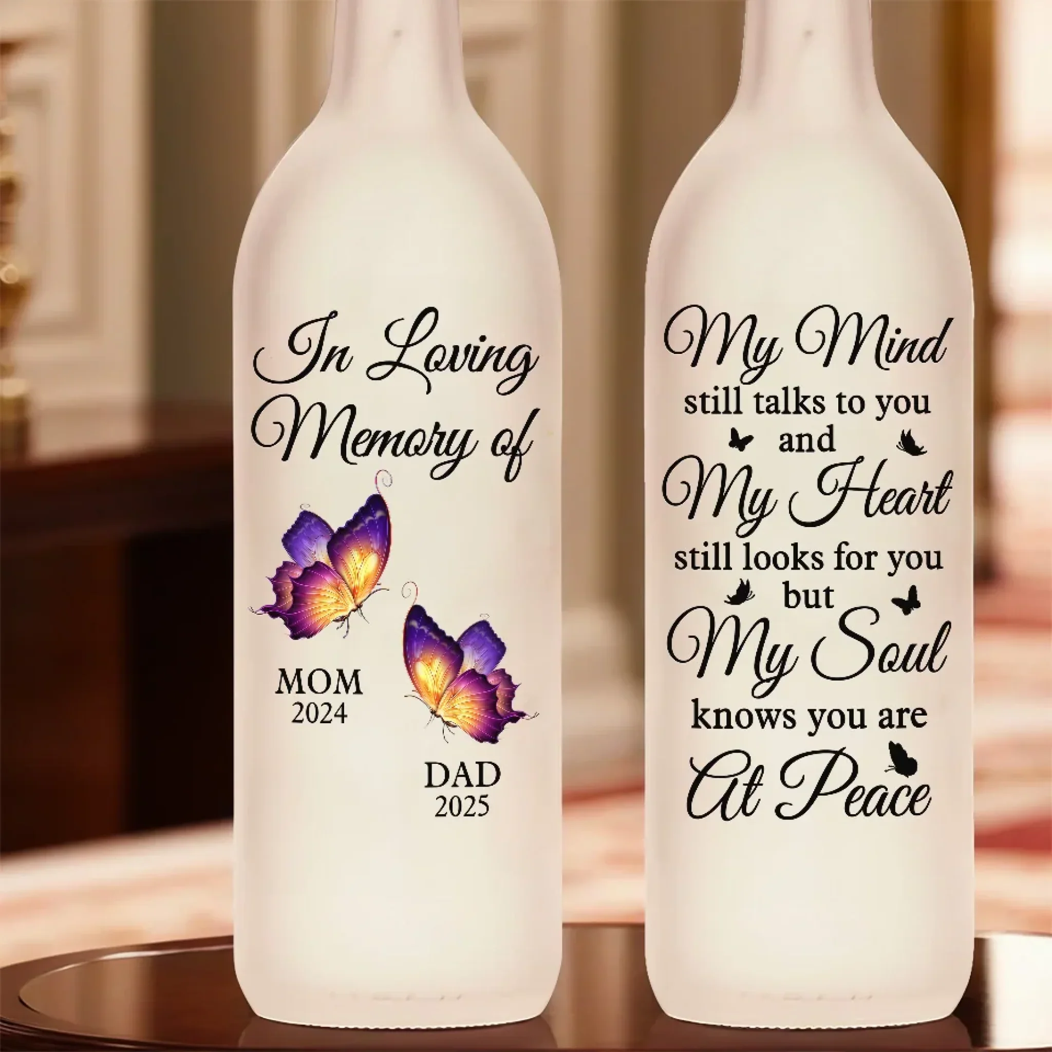 My Heart Still Looks For You - Memorial Personalized Custom Bottle Lamp - Sympathy Gift For Family Members - Image 4