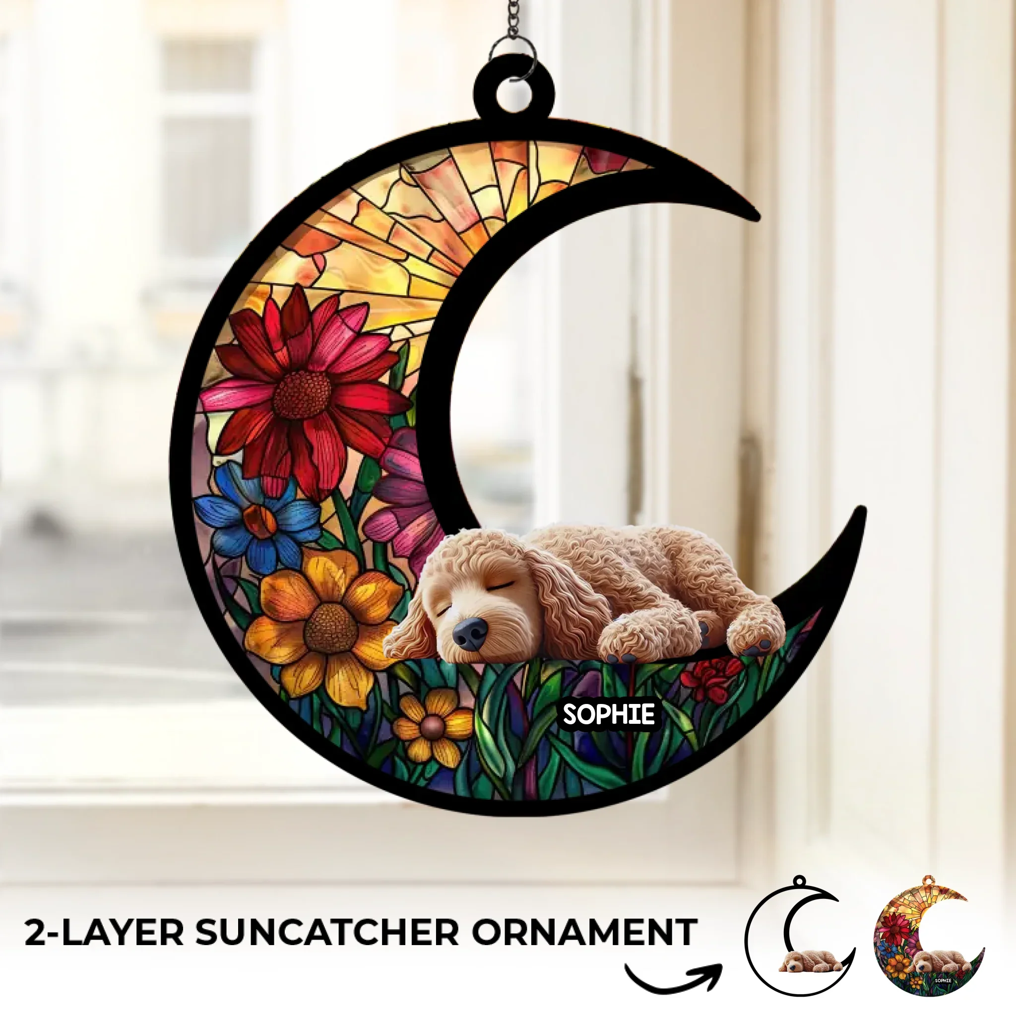 My Moon, My Memory, My Love - Memorial Personalized Window Hanging Suncatcher Ornament - Sympathy Gift For Pet Owners, Pet Lovers - Image 2