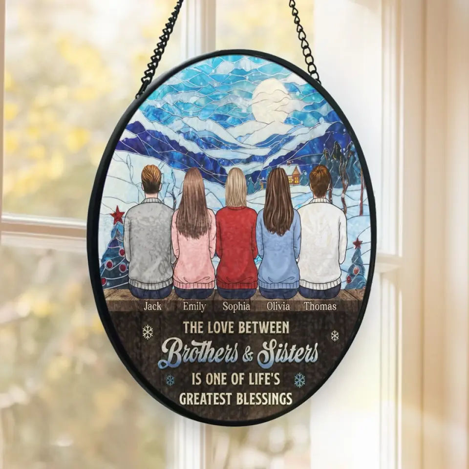 My Siblings Are My Best Friends - Family Personalized Custom Stained Glass Window Hanging Suncatcher - Christmas Gift For Siblings, Brothers, Sisters - Image 3