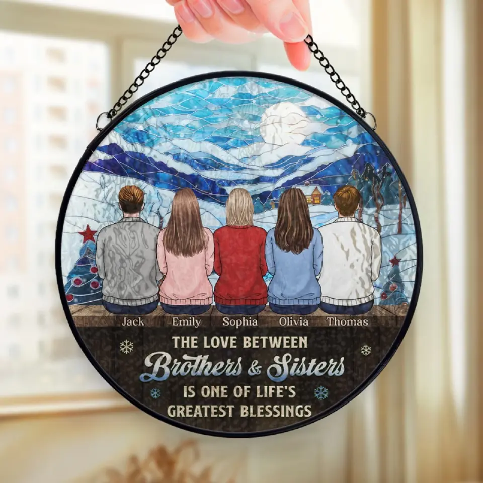 My Siblings Are My Best Friends - Family Personalized Custom Stained Glass Window Hanging Suncatcher - Christmas Gift For Siblings, Brothers, Sisters - Image 4