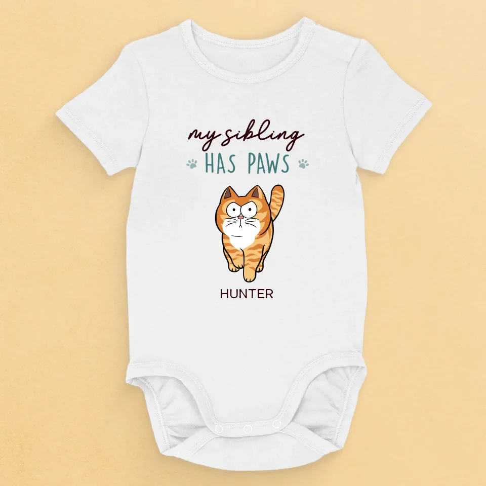 My Siblings Have Paws - Dog & Cat Personalized Custom Baby Onesie - Baby Shower Gift, Gift For Pet Owners, Pet Lovers - Image 2