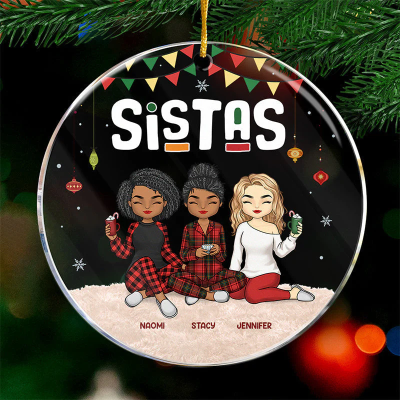 My Sister Has An Awesome Sister - Bestie Personalized Custom Ornament - Acrylic Round Shaped - Christmas Gift For Best Friends, BFF, Sisters - Image 2