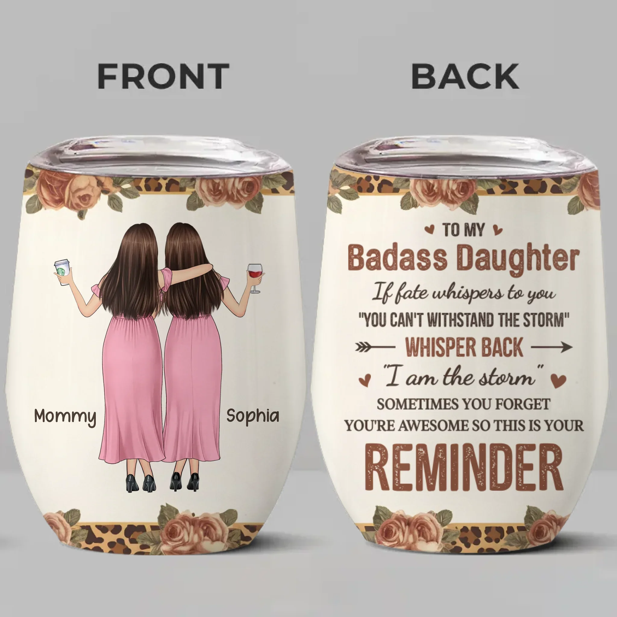 Never Forget How Amazing You Are - Family Personalized Custom Wine Tumbler -  Gift For Mom, Daughter - Image 2
