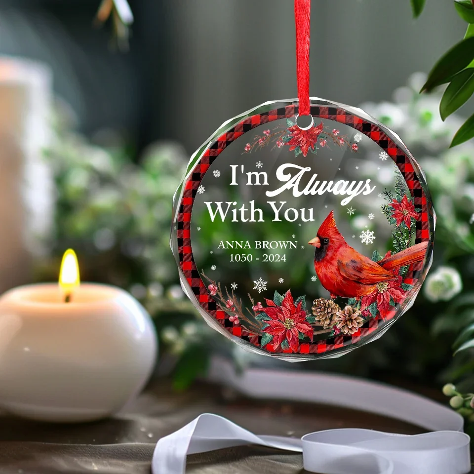 Never Forget That I Miss You - Memorial Personalized Custom Circle Glass Ornament - Sympathy Gift, Christmas Gift For Family Members - Image 4