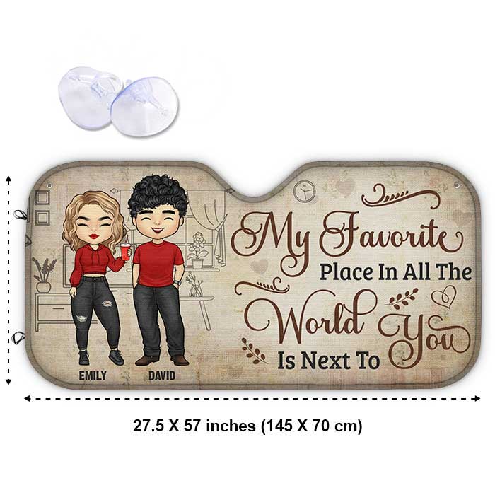 Next To You - Personalized Auto Sunshade - Gift For Couples, Husband Wife - Image 3