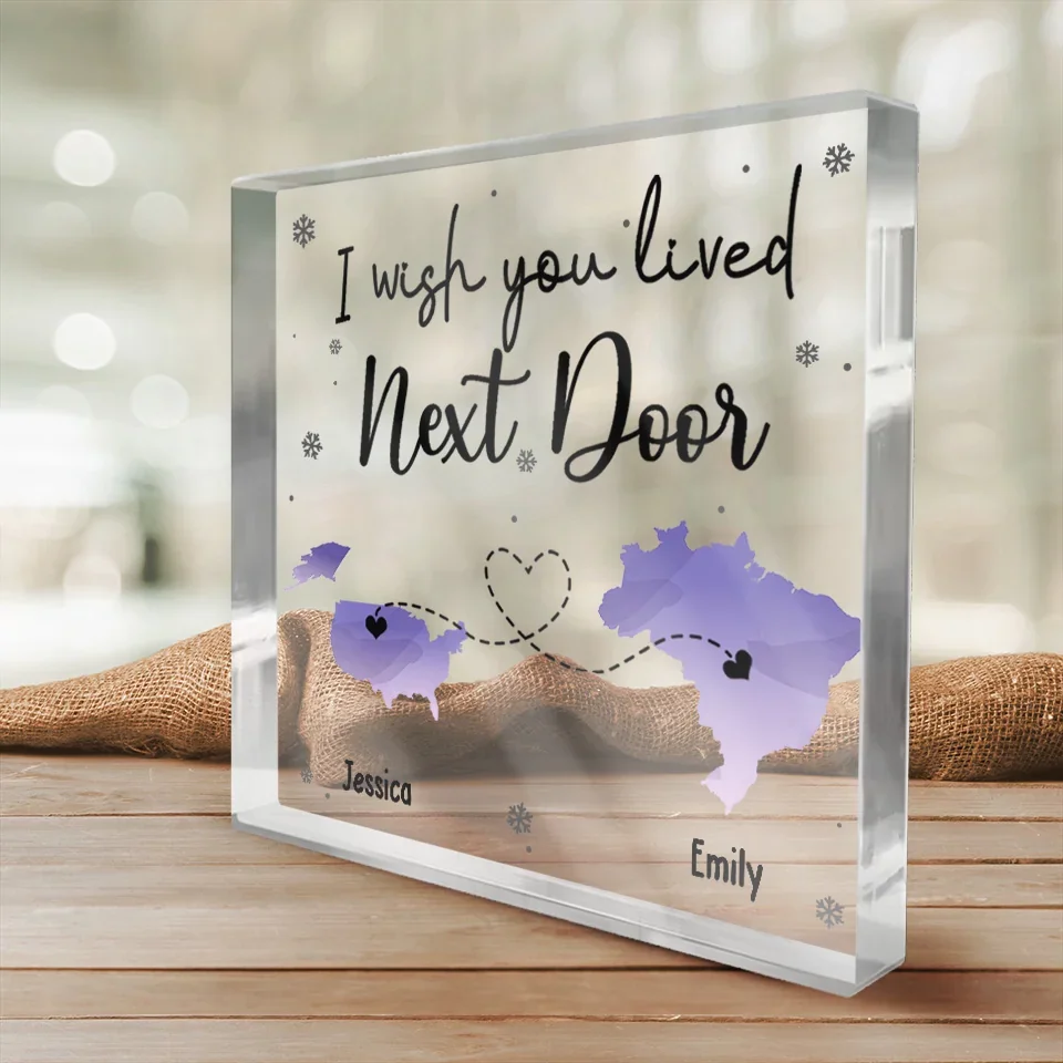 No Matter The Distance We Are Always Close At Heart - Bestie Personalized Custom Square Shaped Acrylic Plaque - Gift For Best Friends, BFF, Sisters - Image 3