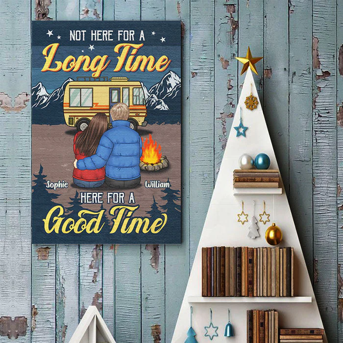 Not Here For A Long Time Here For A Good Time - Gift For Camping Couples, Personalized Vertical Poster - Image 3