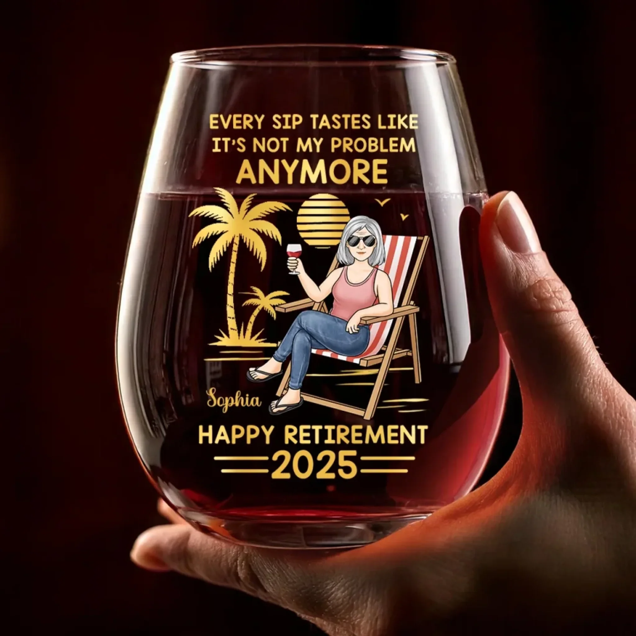 Not My Shift, Not My Problem - Personalized Custom Wine Glass - Appreciation, Retirement Gift For Yourself, Best Friends, Siblings, Family Members, Coworkers - Image 3