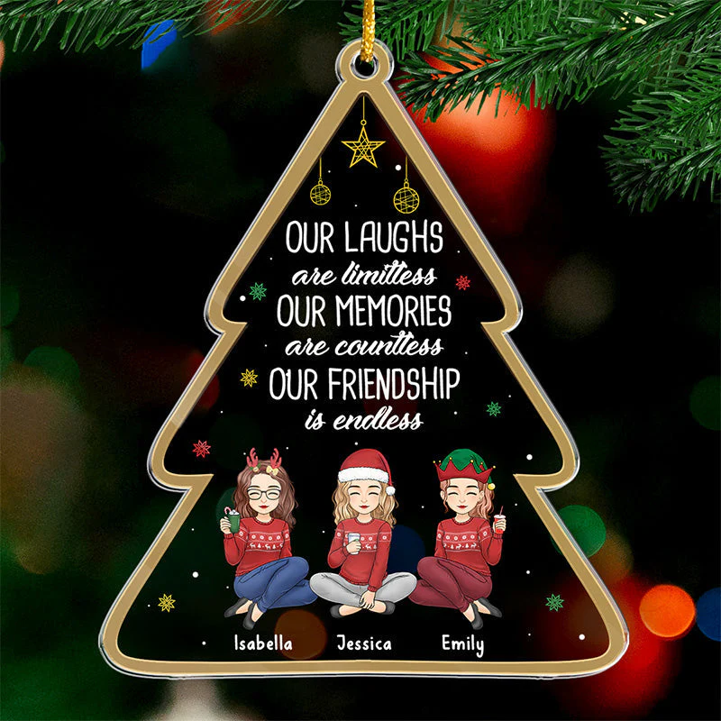 Not Sisters By Blood But Sisters By Heart - Bestie Personalized Custom Ornament - Acrylic Tree Shaped - Christmas Gift For Best Friends, BFF, Sisters - Image 2