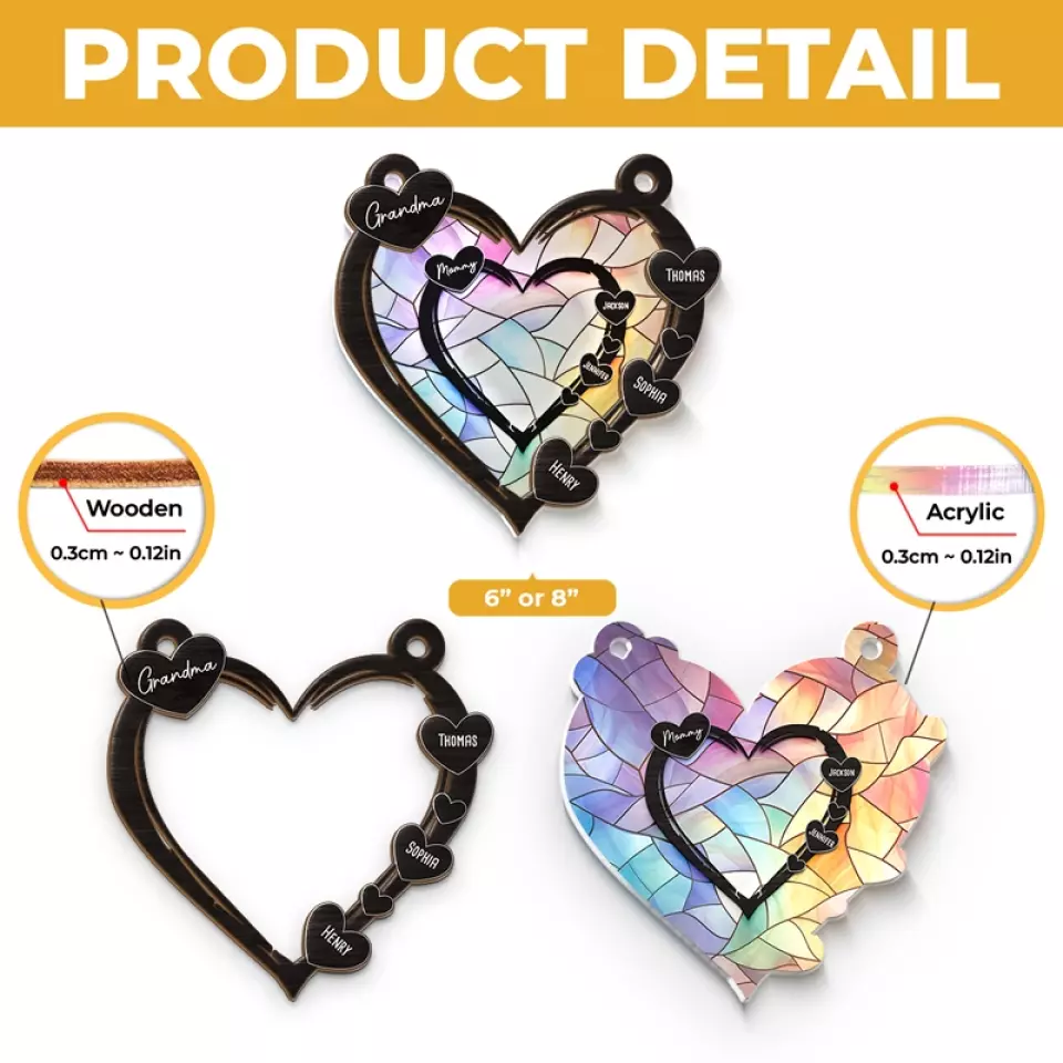 Nothing Compares To A Mother's Love - Family Personalized Window Hanging Suncatcher - Gift For Mom, Grandma - Image 5