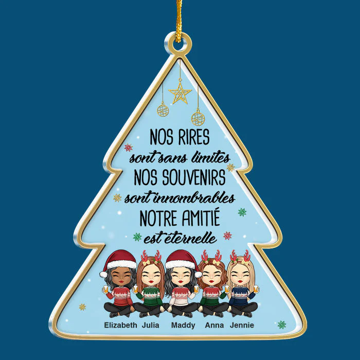 Notre Amitié Est Éternelle - French Personalized Custom Christmas Tree Shaped Acrylic Christmas Ornament - Gift For Bestie, Best Friend, Sister, Birthday Gift For Bestie And Friend, Christmas Gift - Image 3