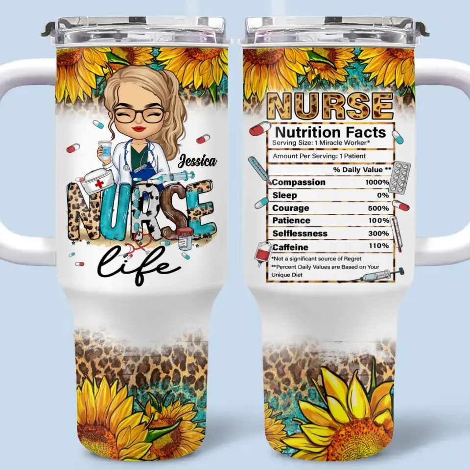 Nurses Are The Heart Of Healthcare - Nurse Personalized Custom 40 Oz Stainless Steel Tumbler With Handle - Appreciation, Thank You Gift, Nurse Life - Image 2