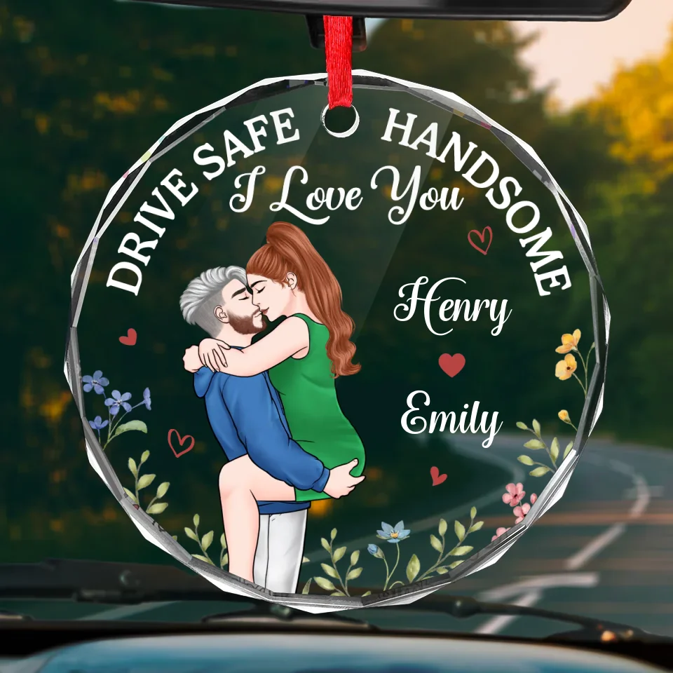 One Kiss Can Tell A Thousand Stories - Couple Personalized Custom Round Glass Ornament Car Hanger - Gift For Husband Wife, Anniversary - Image 2