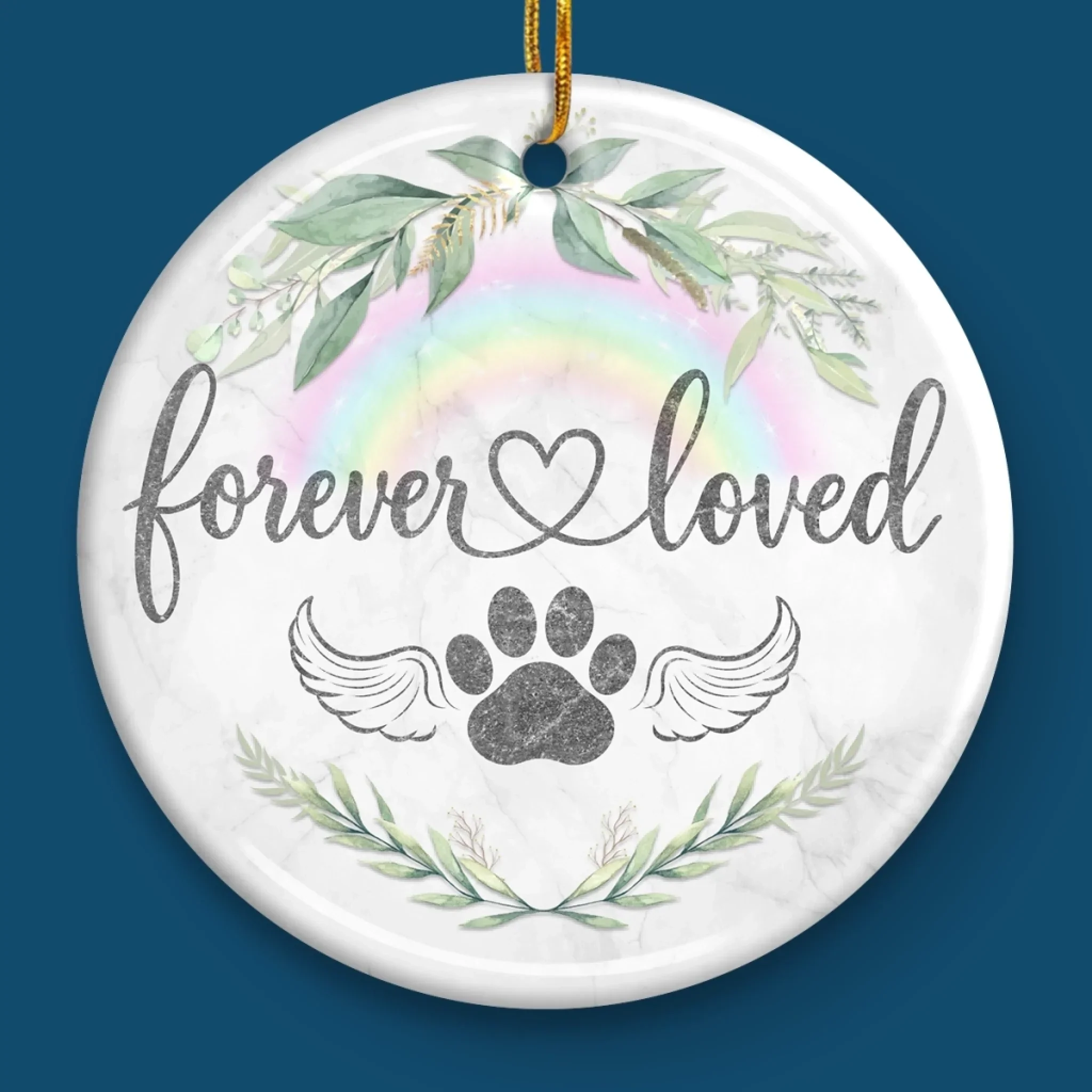 Ornament - Ceramic Round Shaped - Christmas Memorial Sympathy Gifts For Dogs, Cats - Love Knows No Goodbye - Image 4