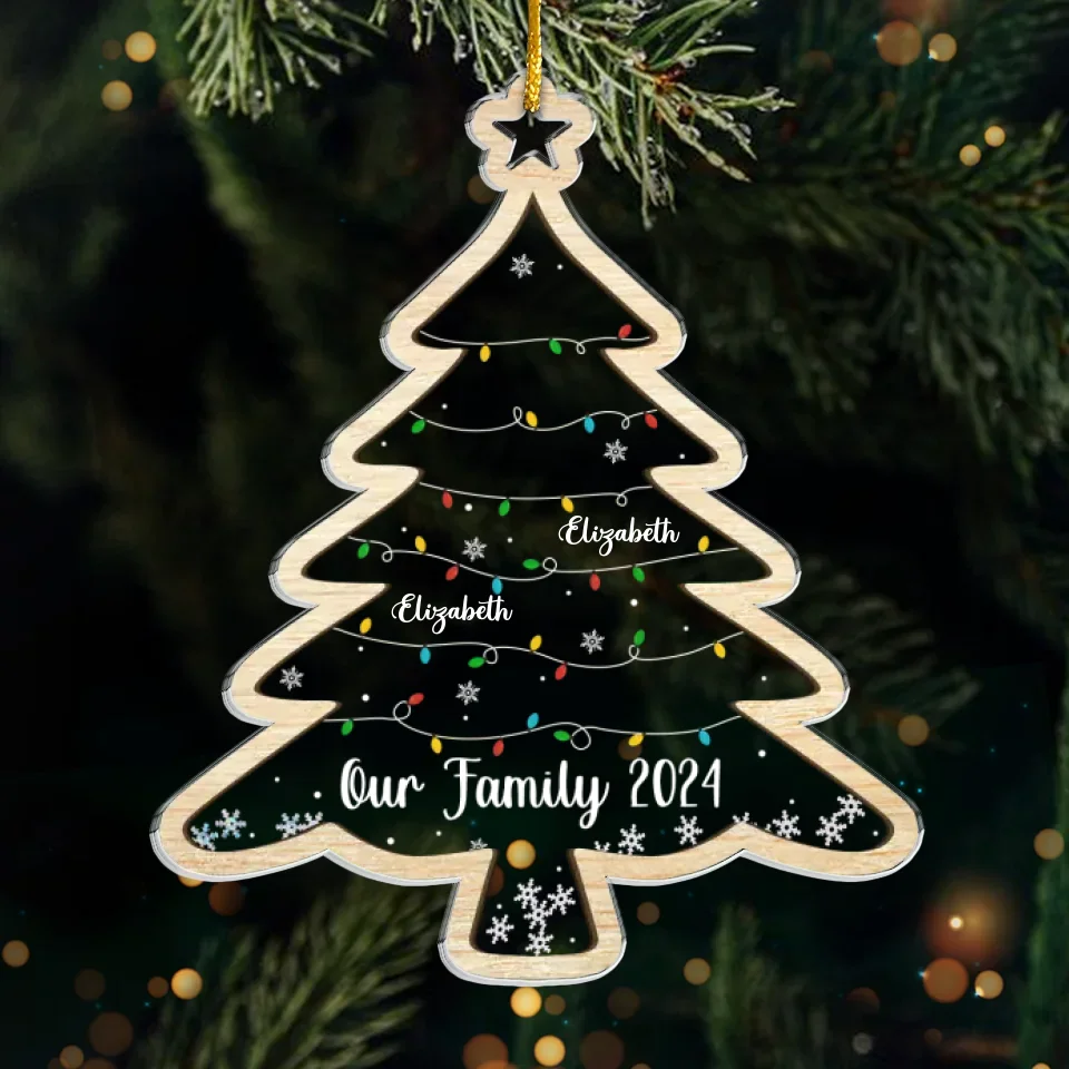 Our Christmas Tree Shines With The Love Of Family - Family Personalized Custom Ornament - Acrylic Custom Shaped - Christmas Gift For Family Members - Image 2
