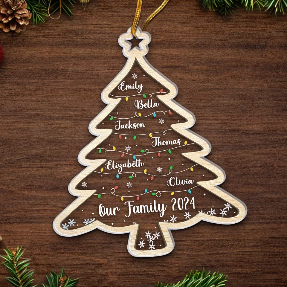 Our Christmas Tree Shines With The Love Of Family - Family Personalized Custom Ornament - Acrylic Custom Shaped - Christmas Gift For Family Members - Image 5