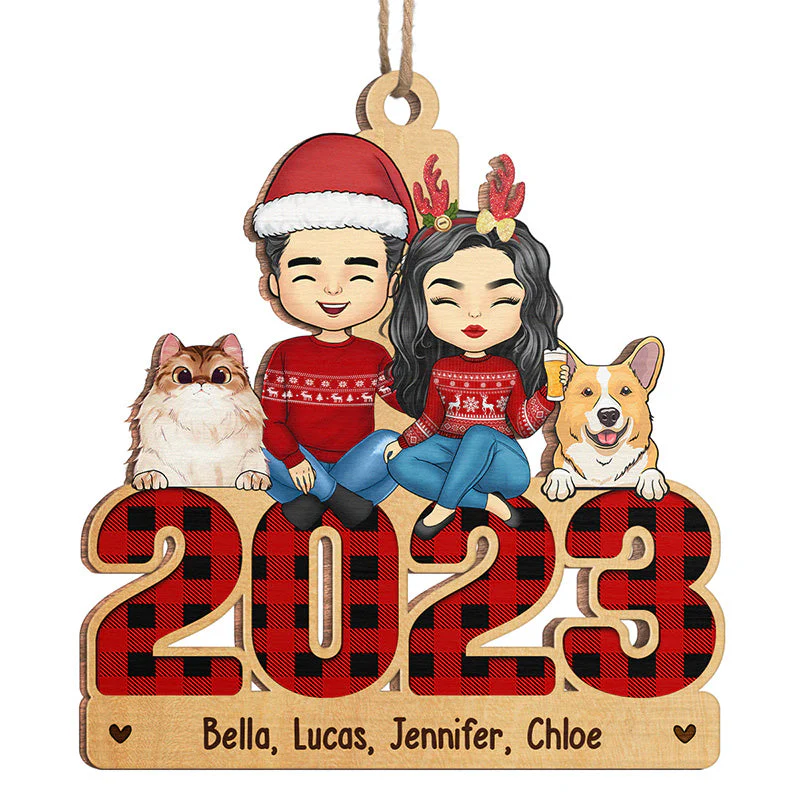 Our Family Is Everything - Dog & Cat Personalized Custom Ornament - Wood Custom Shaped - Christmas Gift For Pet Owners, Pet Lovers - Image 2