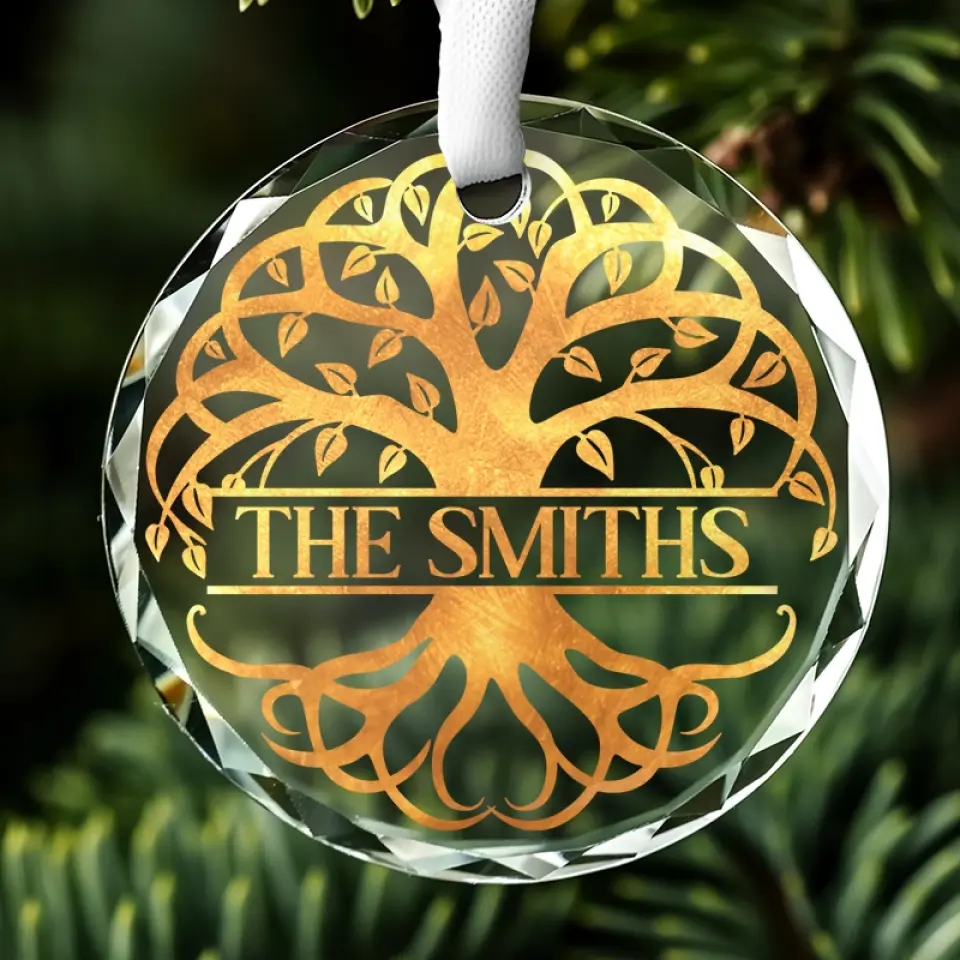 Our Family's Resilient, Enduring Tree - Family Personalized Custom Circle Glass Ornament - Christmas Gift For Family Members - Image 5