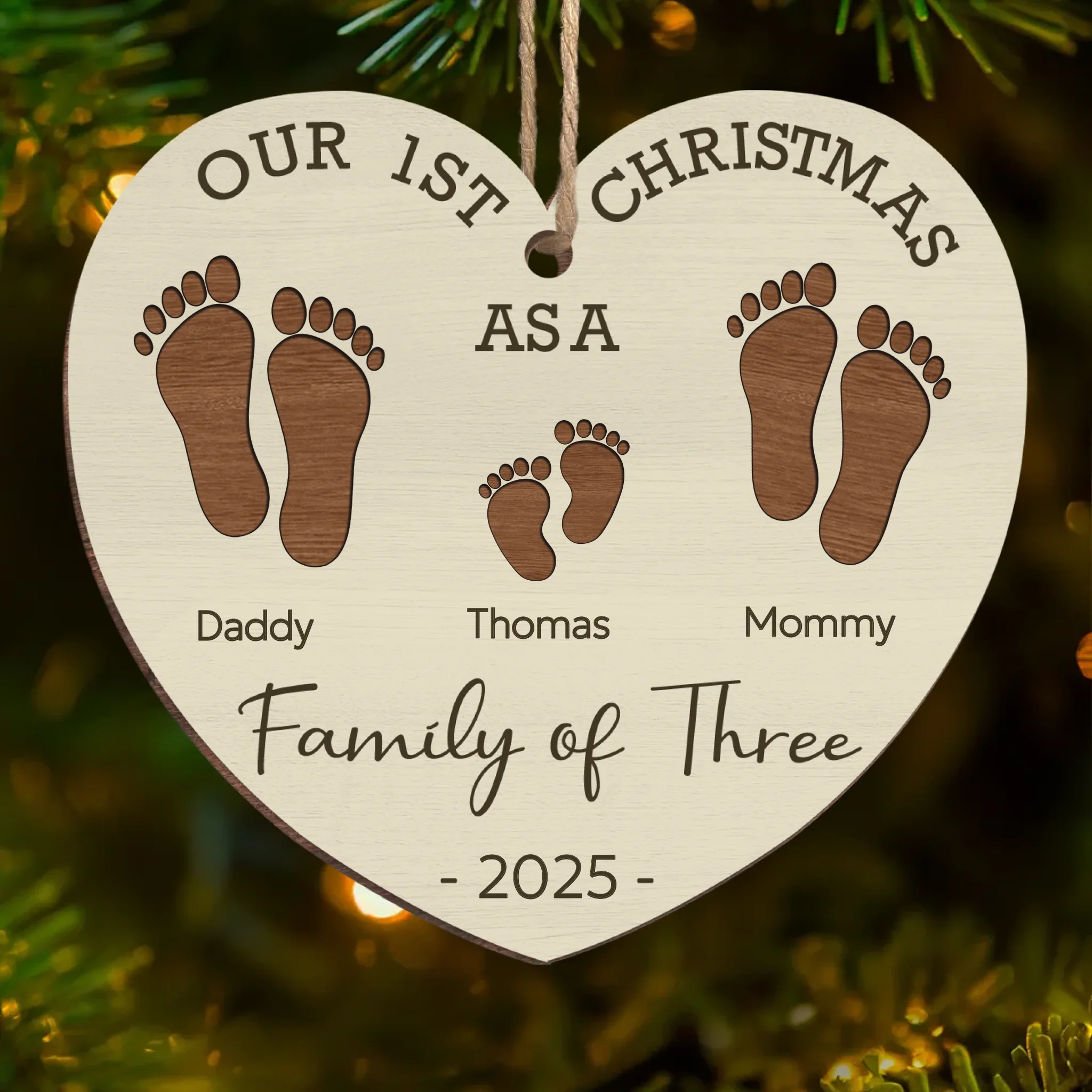 Our First Christmas As A Family - Family Personalized Custom Ornament - Wood Custom Shaped - Christmas Gift For Family Members - Image 2