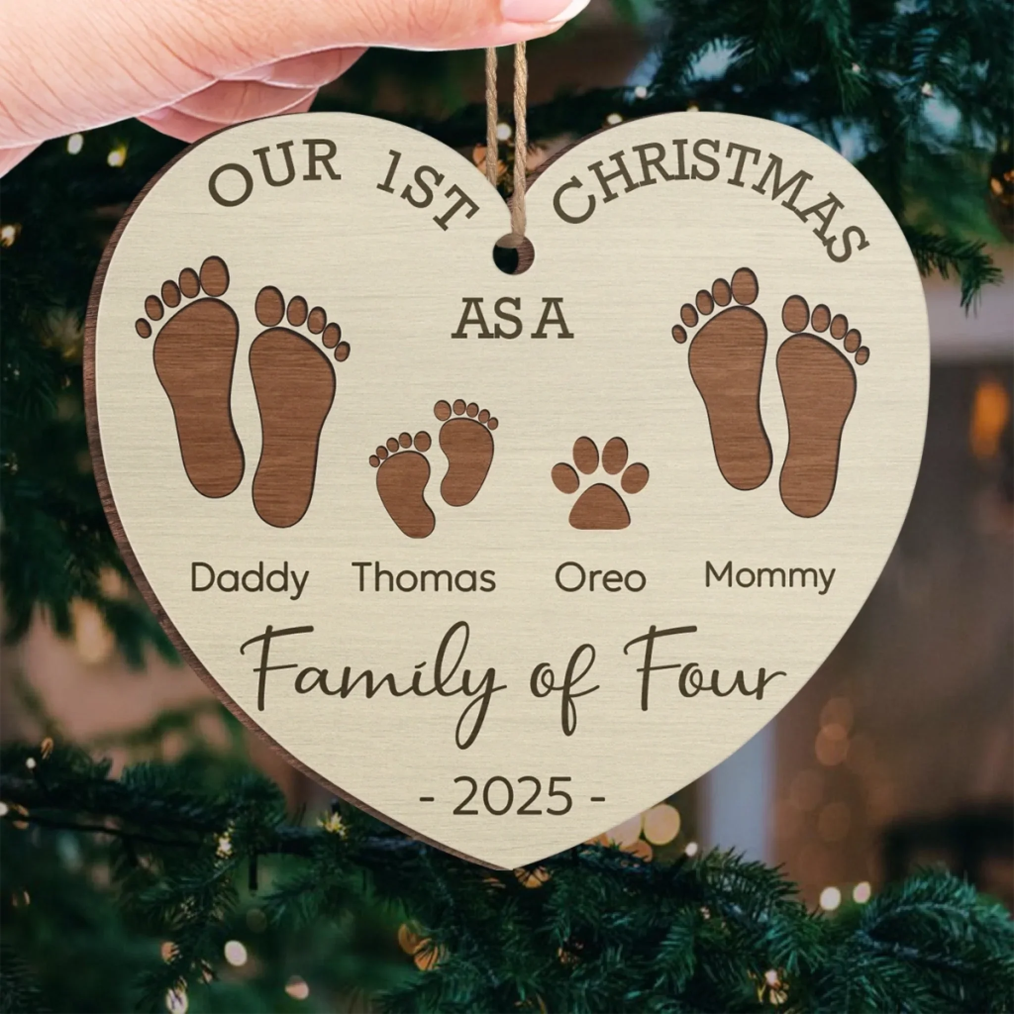 Our First Christmas As A Family - Family Personalized Custom Ornament - Wood Custom Shaped - Christmas Gift For Family Members - Image 4