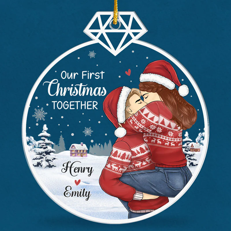 Our First Christmas Together - Couple Personalized Custom Ornament - Acrylic Custom Shaped - Christmas Gift For Husband Wife, Anniversary - Image 3