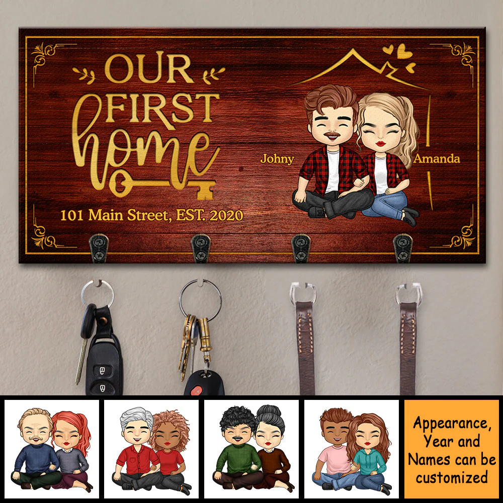 Our First Home - Personalized Key Hanger, Key Holder - Gift For Couples, Husband Wife - Image 3