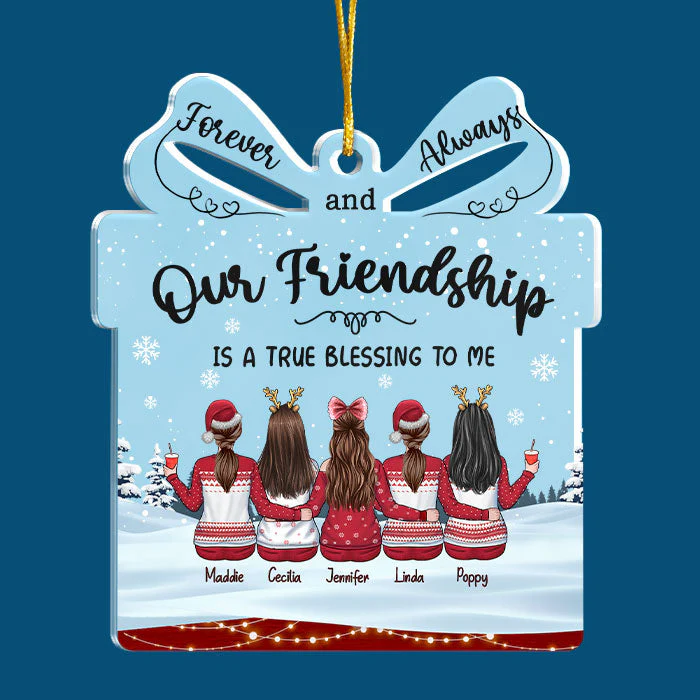 Our Friendship Is A Million Little Things - Personalized Custom Gift Box Shaped Acrylic Christmas Ornament - Gift For Bestie, Best Friend, Sister, Birthday Gift For Bestie And Friend, Christmas Gift - Image 2