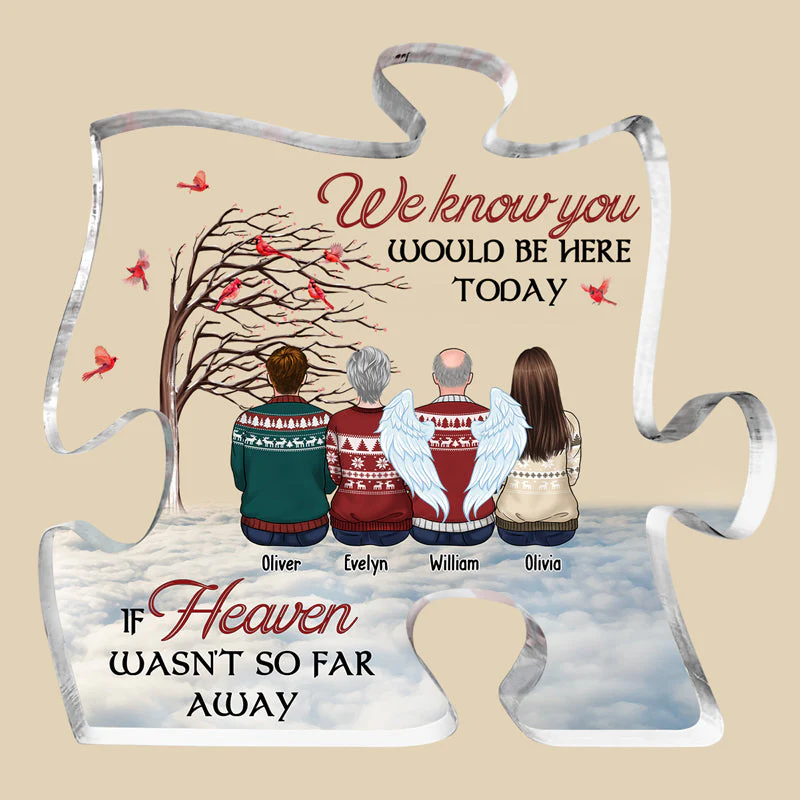 Our Hearts Are Together Forever - Memorial Personalized Custom Puzzle Shaped Acrylic Plaque - Christmas Gift, Sympathy Gift For Family Members - Image 3