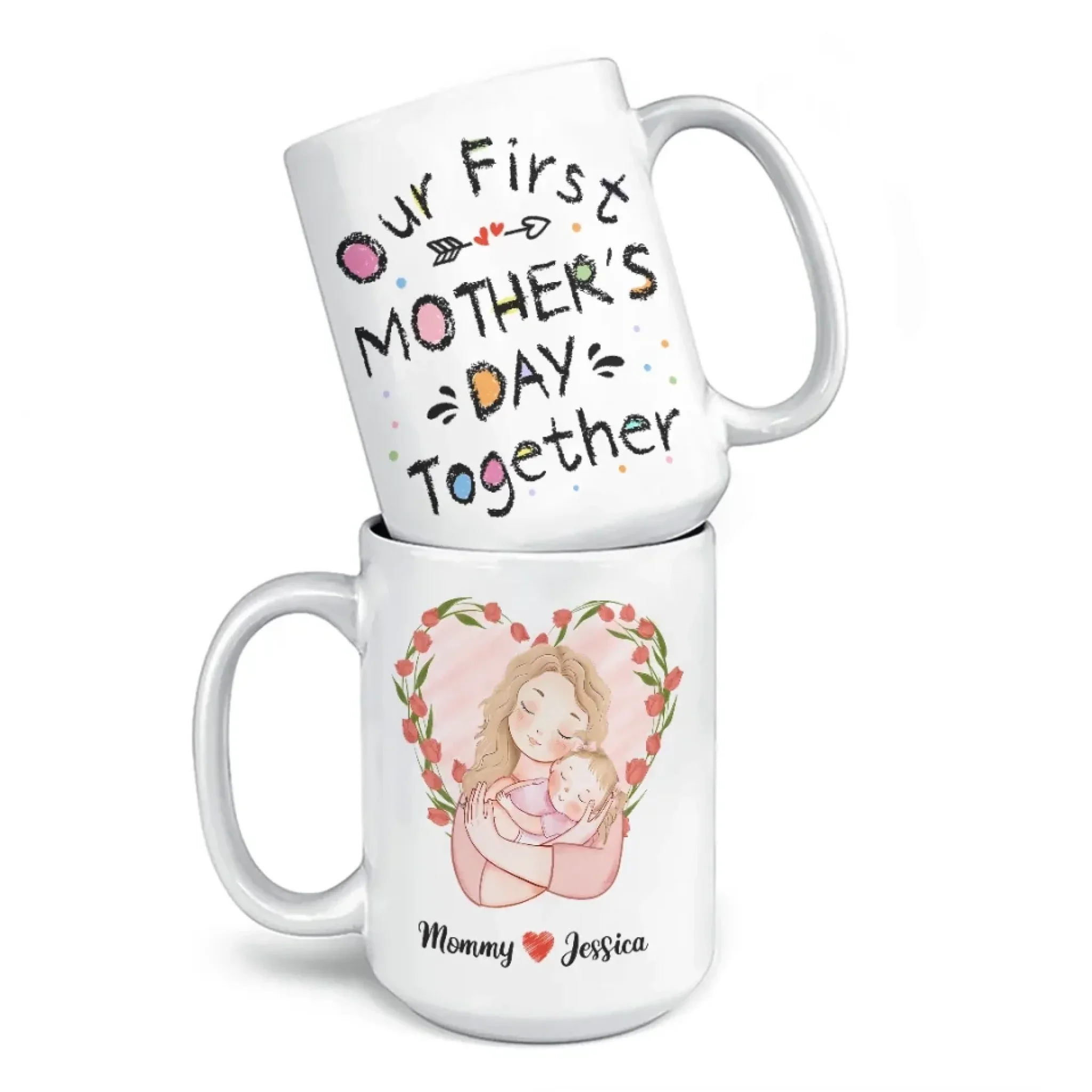 Our Journey Begins With Love - Family Personalized Custom Mug - Mother's Day, Baby Shower Gift, Gift For First Mom - Image 4