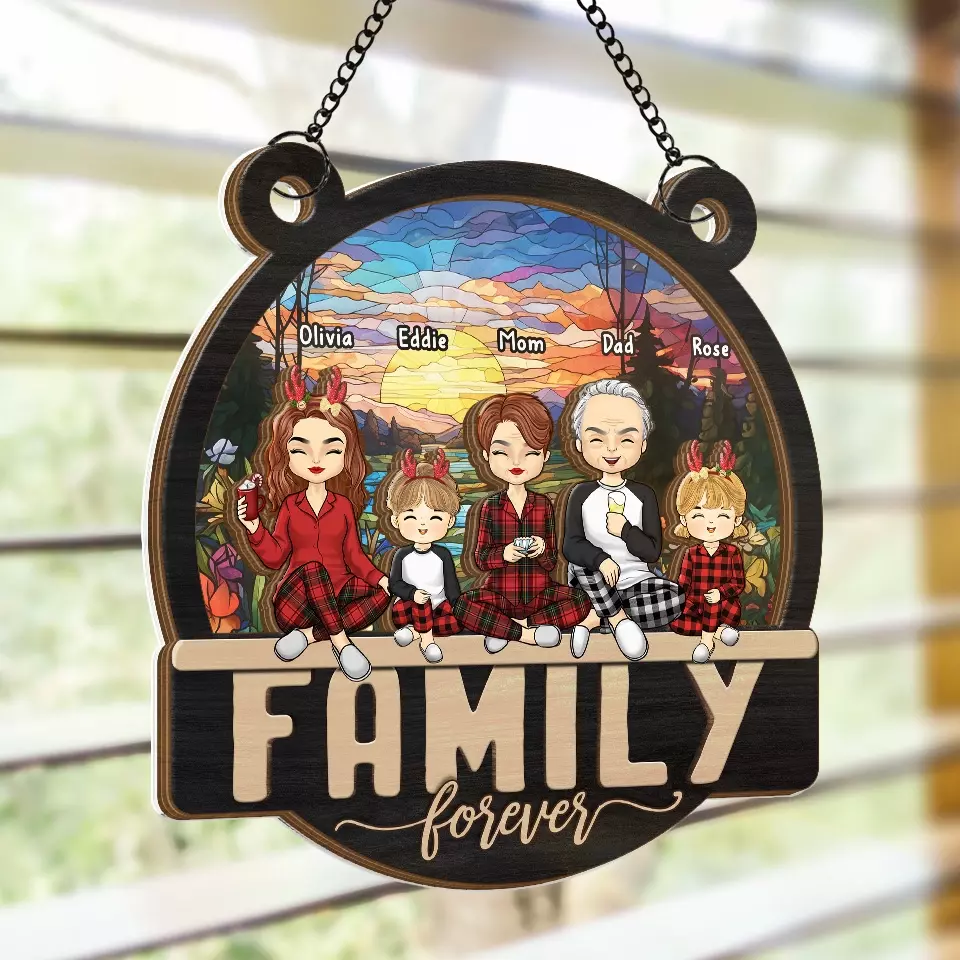 Our Laughs Are Limitless - Family Personalized Window Hanging Suncatcher - Christmas Gift For Family Members - Image 4