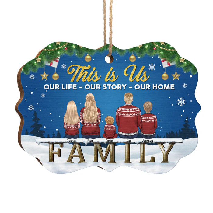 Our Life, Our Story, Our Home - Personalized Custom Benelux Shaped Wood Christmas Ornament - Gift For Family, Christmas Gift - Image 2