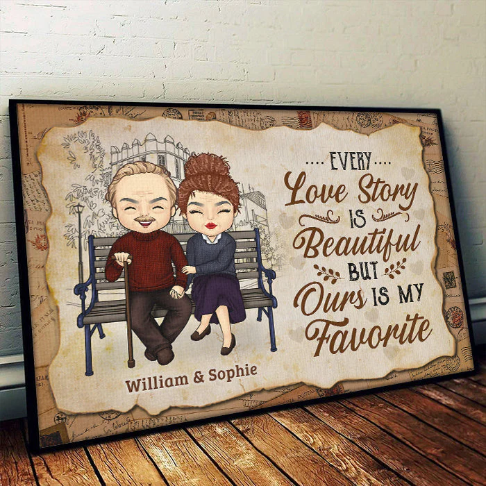 Our Love Story Is My Favorite - Gift For Couples, Personalized Horizontal Poster - Image 2