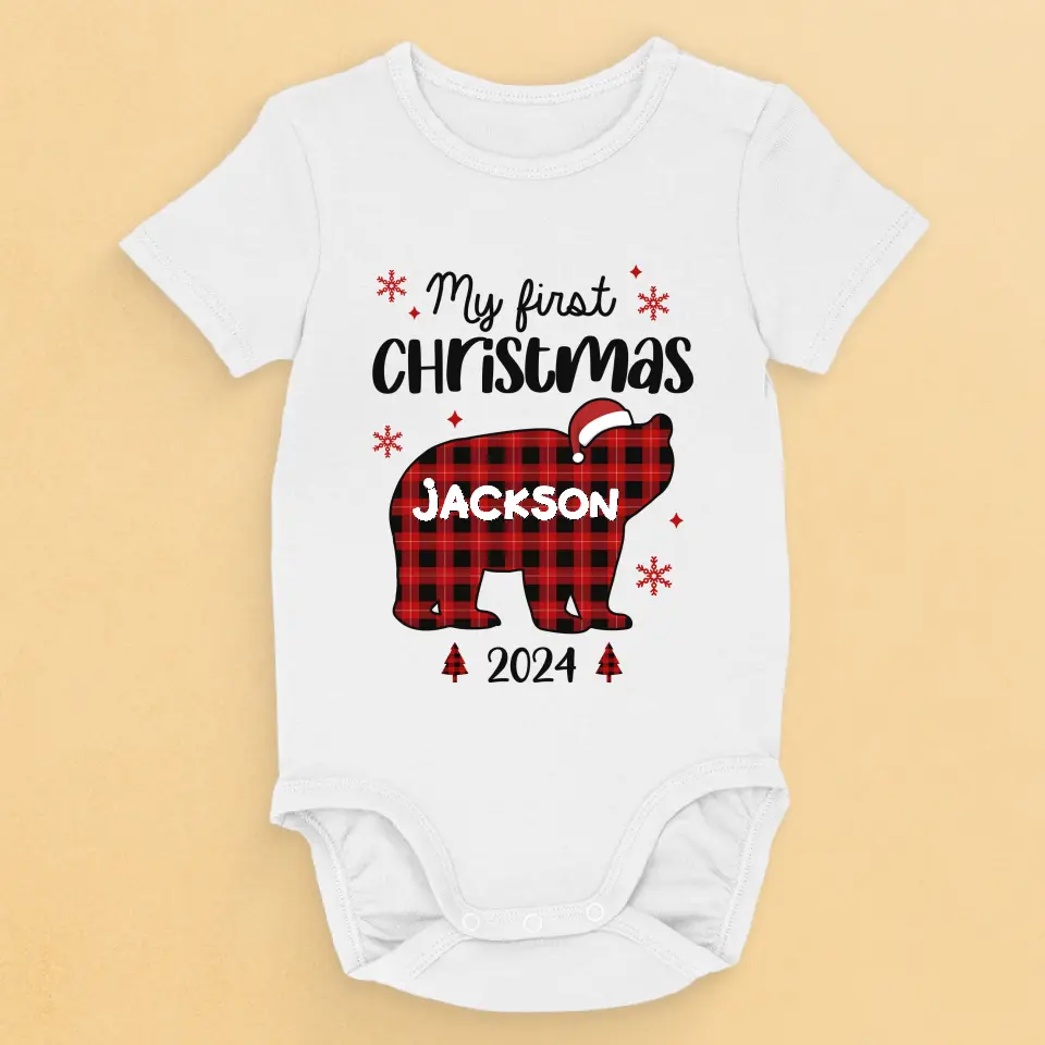 Our Pride And Christmas Joy - Family Personalized Custom Baby Onesie - Christmas Gift For Baby Kids, Newborn Baby - Image 2