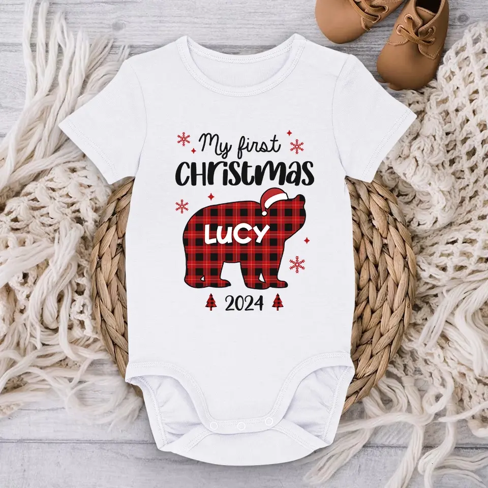 Our Pride And Christmas Joy - Family Personalized Custom Baby Onesie - Christmas Gift For Baby Kids, Newborn Baby - Image 3