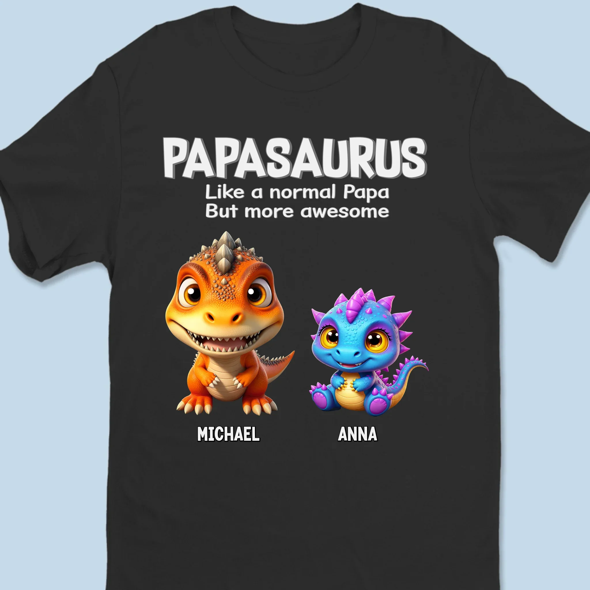 Papasaurus, Louder Than A Roar - Family Personalized Custom Unisex T-shirt, Premium T-shirt, Hoodie - Father's Day, Gift For Dad, Grandpa - Image 6