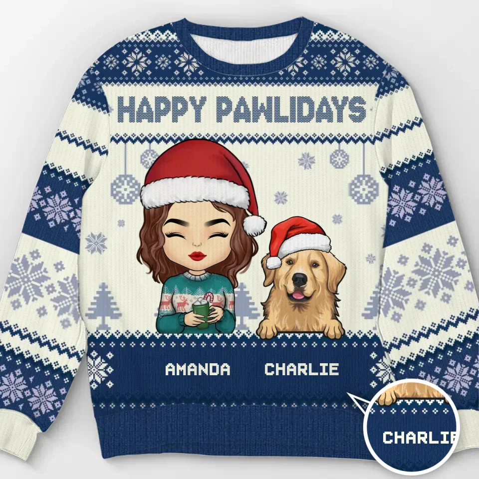 Pawsome Christmas Wishes - Dog & Cat Personalized Custom Ugly Sweatshirt - Unisex Wool Jumper - Christmas Gift For Pet Owners, Pet Lovers - Image 2