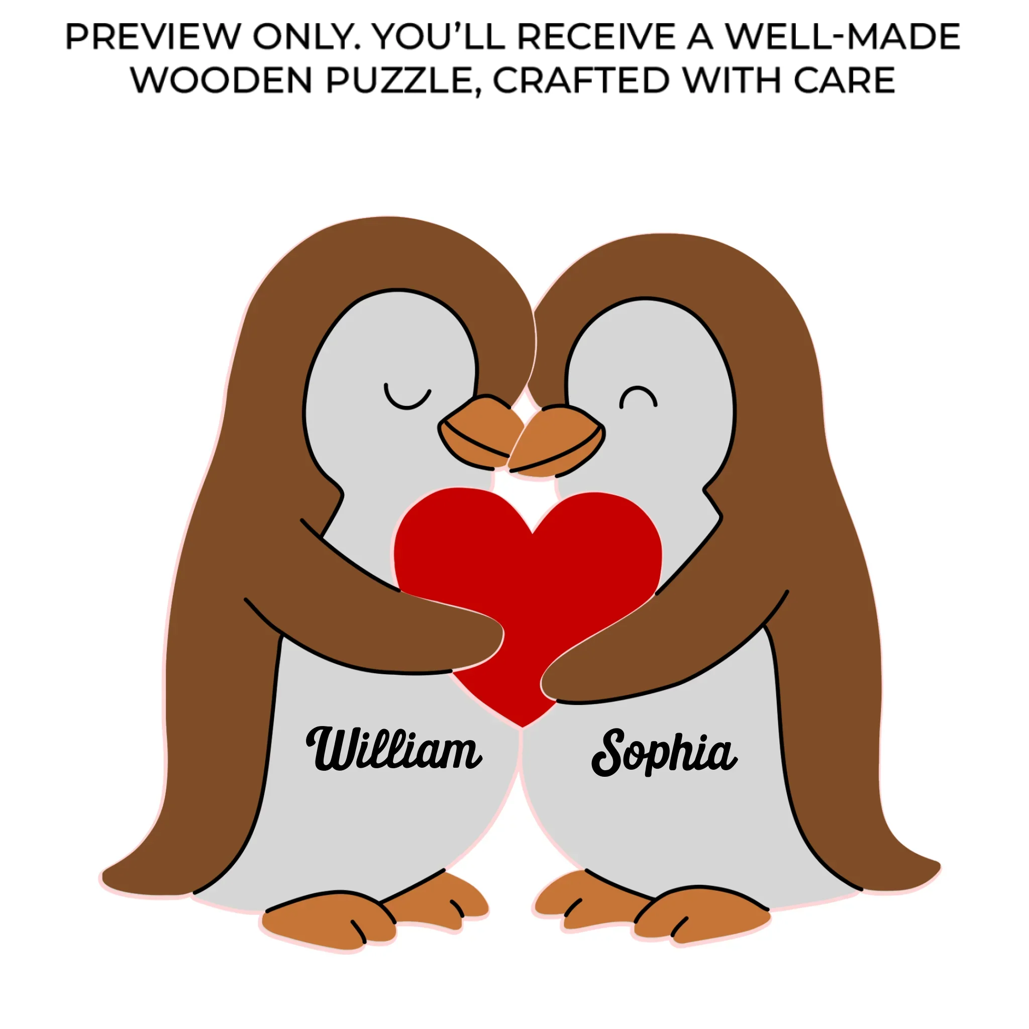 Penguin Shaped Wooden Art Puzzle - Personalized Anniversary Wedding Gifts For Husband And Wife, Him And Her - We Are Together, Couple Birthday Gifts For Him And Her - Image 2
