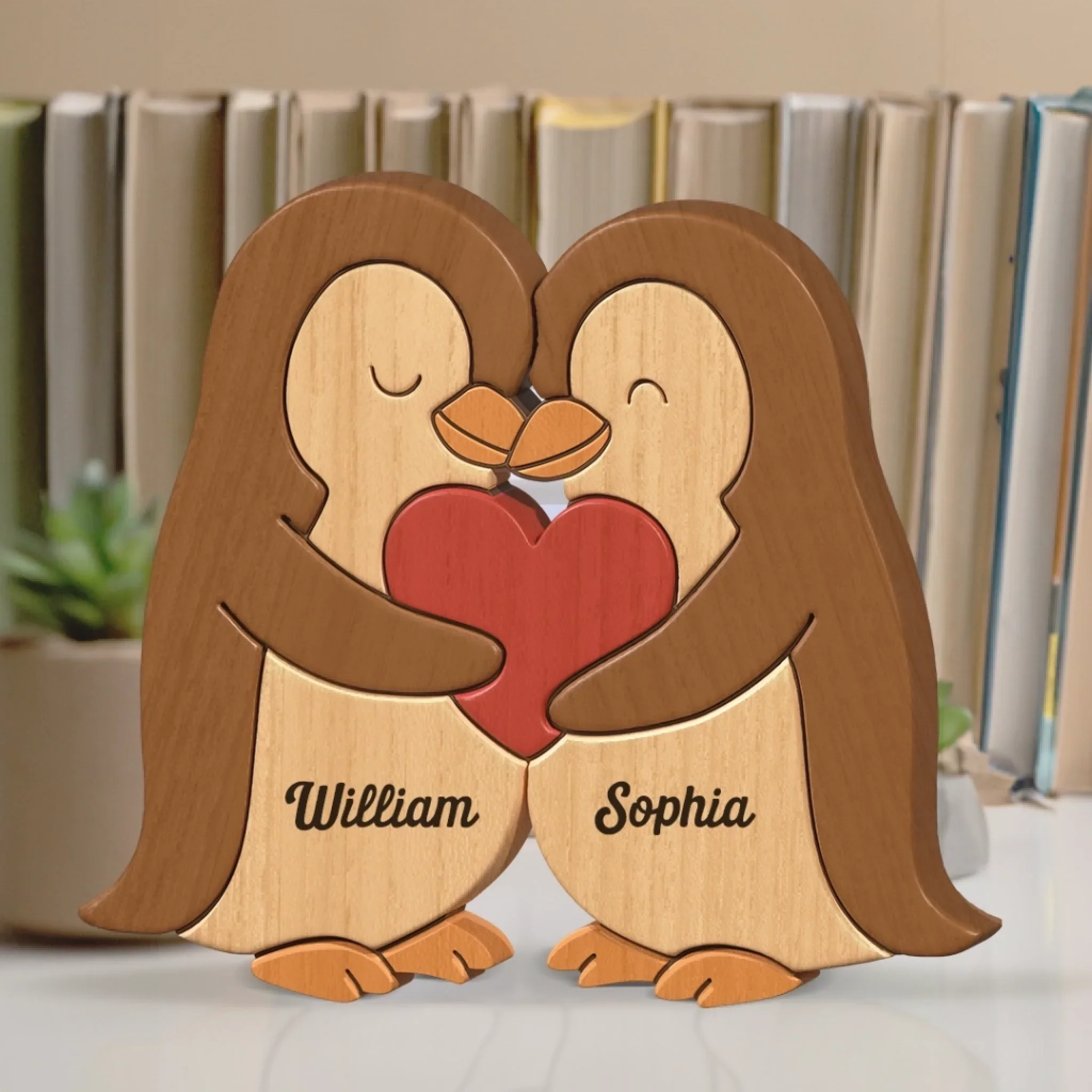 Penguin Shaped Wooden Art Puzzle - Personalized Anniversary Wedding Gifts For Husband And Wife, Him And Her - We Are Together, Couple Birthday Gifts For Him And Her - Image 5