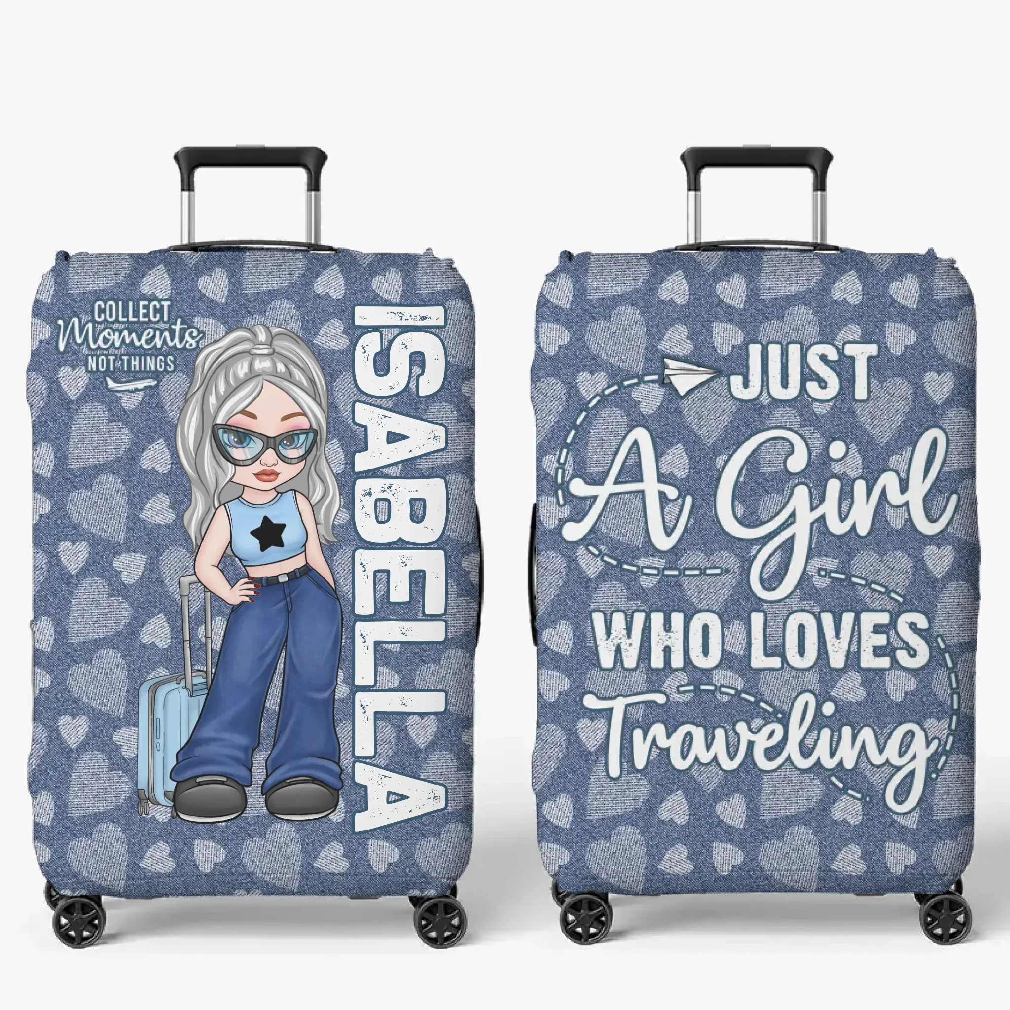 Perfect For The Traveler Who Follows Their Heart - Travel Personalized Custom Luggage Cover - Summer Vacation Gift, Gift For Adventure Travel Lovers - Image 2