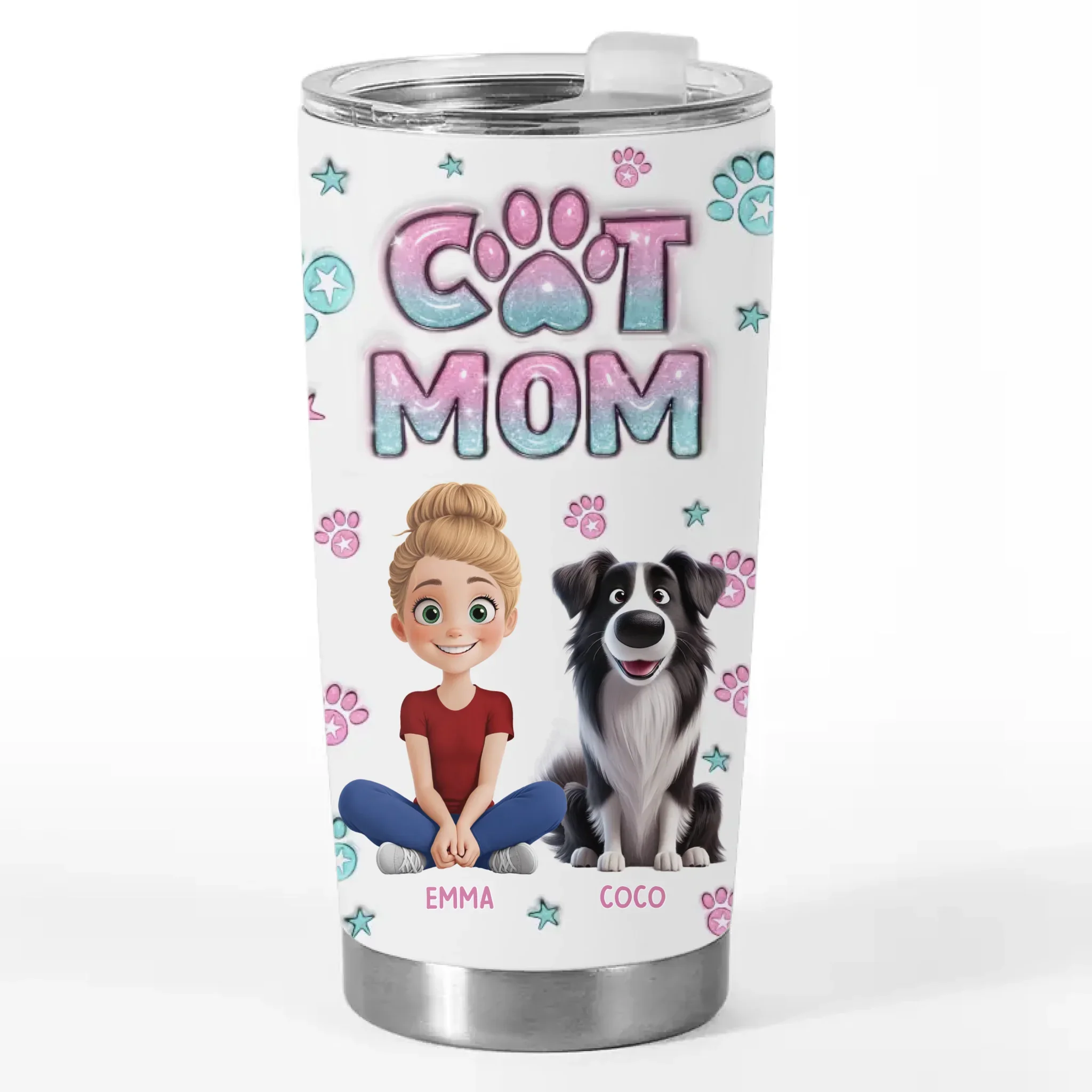 Pets Are Like Family And Their Love Is A Timeless Treasure - Dog & Cat Personalized Custom 3D Inflated Effect Printed Tumbler - Gift For Pet Owners, Pet Lovers - Image 2