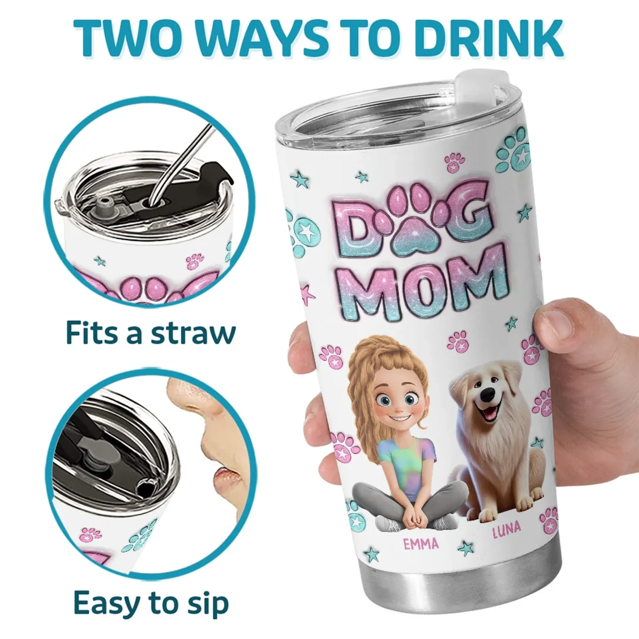 Pets Are Like Family And Their Love Is A Timeless Treasure - Dog & Cat Personalized Custom 3D Inflated Effect Printed Tumbler - Gift For Pet Owners, Pet Lovers - Image 4