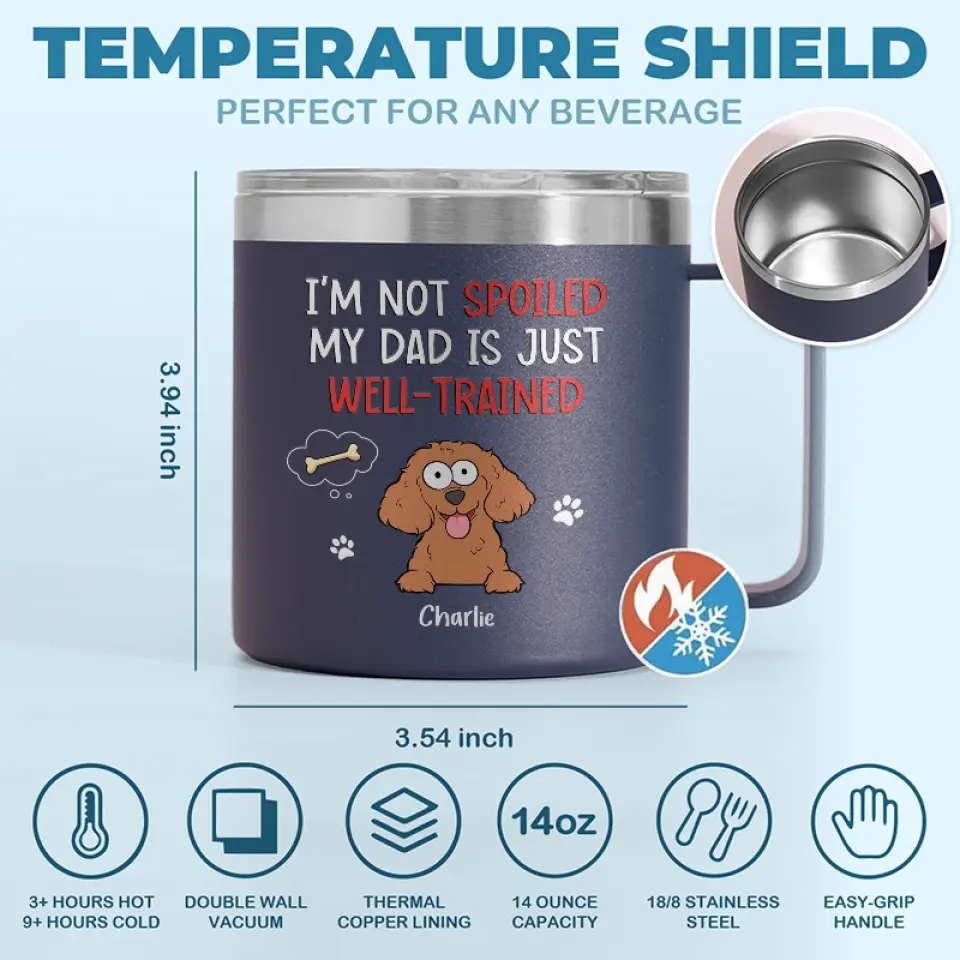 Pets Are The Family We Choose - Dog & Cat Personalized Custom 14oz Stainless Steel Tumbler With Handle - Gift For Pet Owners, Pet Lovers - Image 4