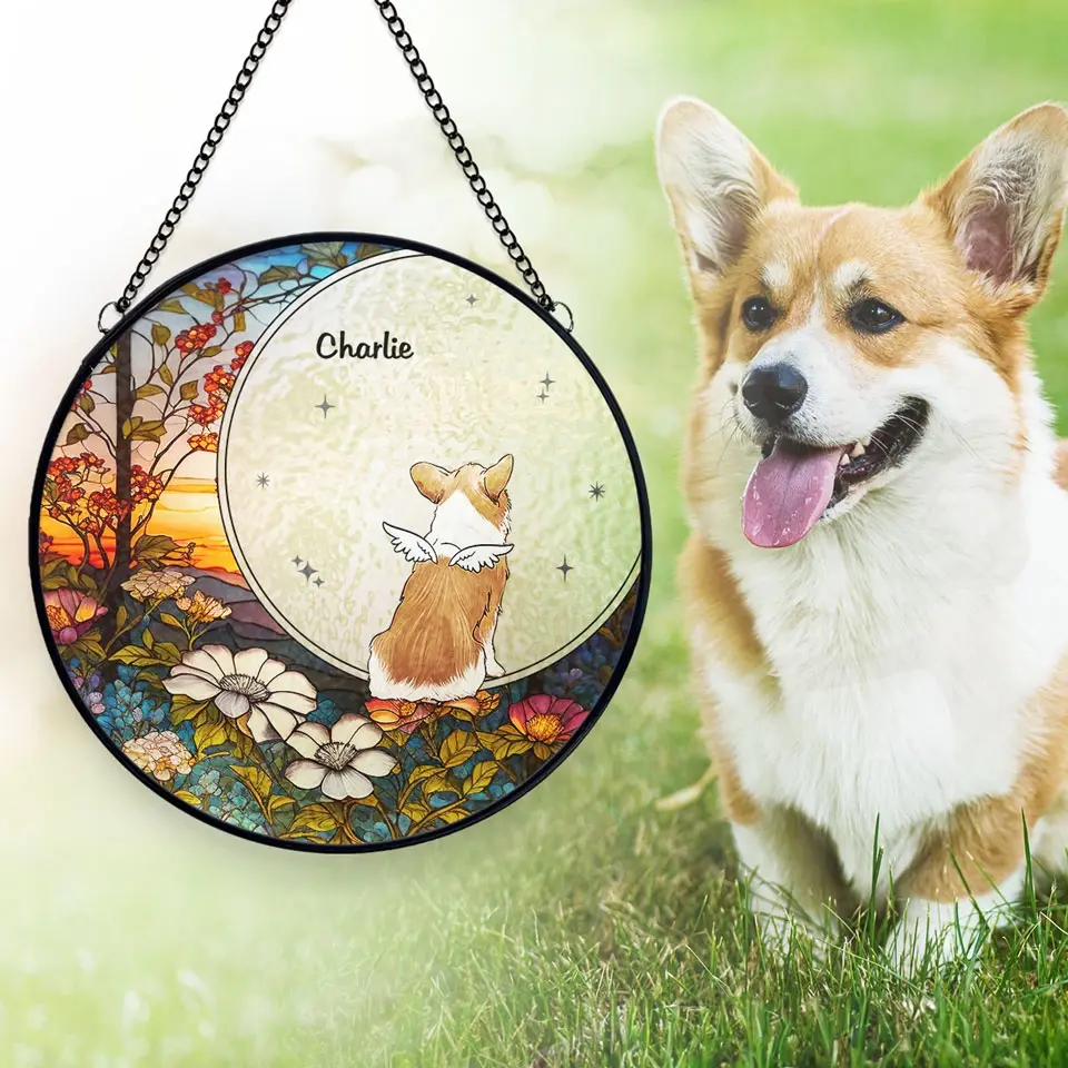 Pets Leave Paw Prints On Our Hearts - Memorial Personalized Custom Stained Glass Window Hanging Suncatcher - Sympathy Gift For Pet Owners, Pet Lovers - Image 4