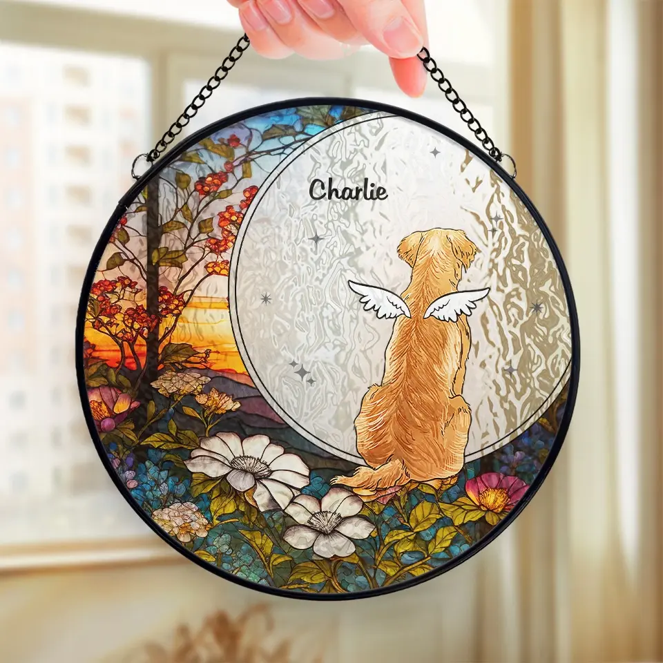 Pets Leave Paw Prints On Our Hearts - Memorial Personalized Custom Stained Glass Window Hanging Suncatcher - Sympathy Gift For Pet Owners, Pet Lovers - Image 6
