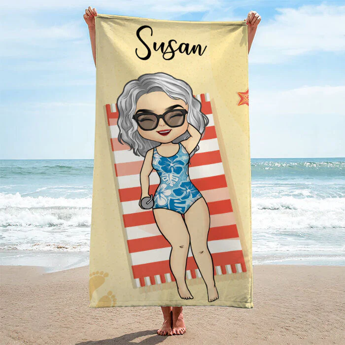 Pool Chibi Girl Swimming Belt - Personalized Beach Towel - Image 3